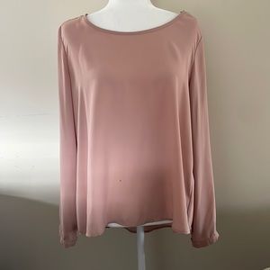 Forever 21 Pink Long Sleeves Open Back Blouse Size L
